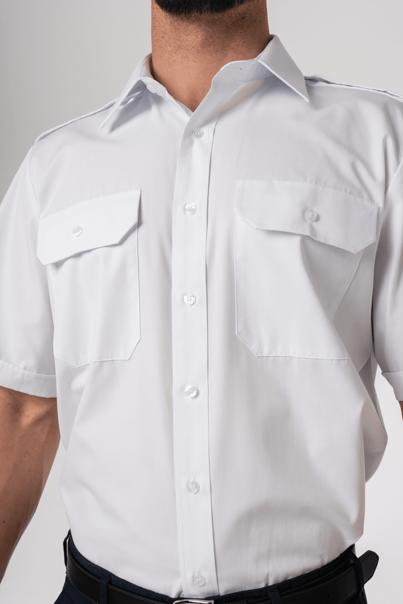 Men's Short Sleeve Epaulette Shirt - white