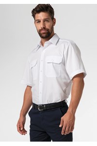Men's Short Sleeve Epaulette Shirt - white