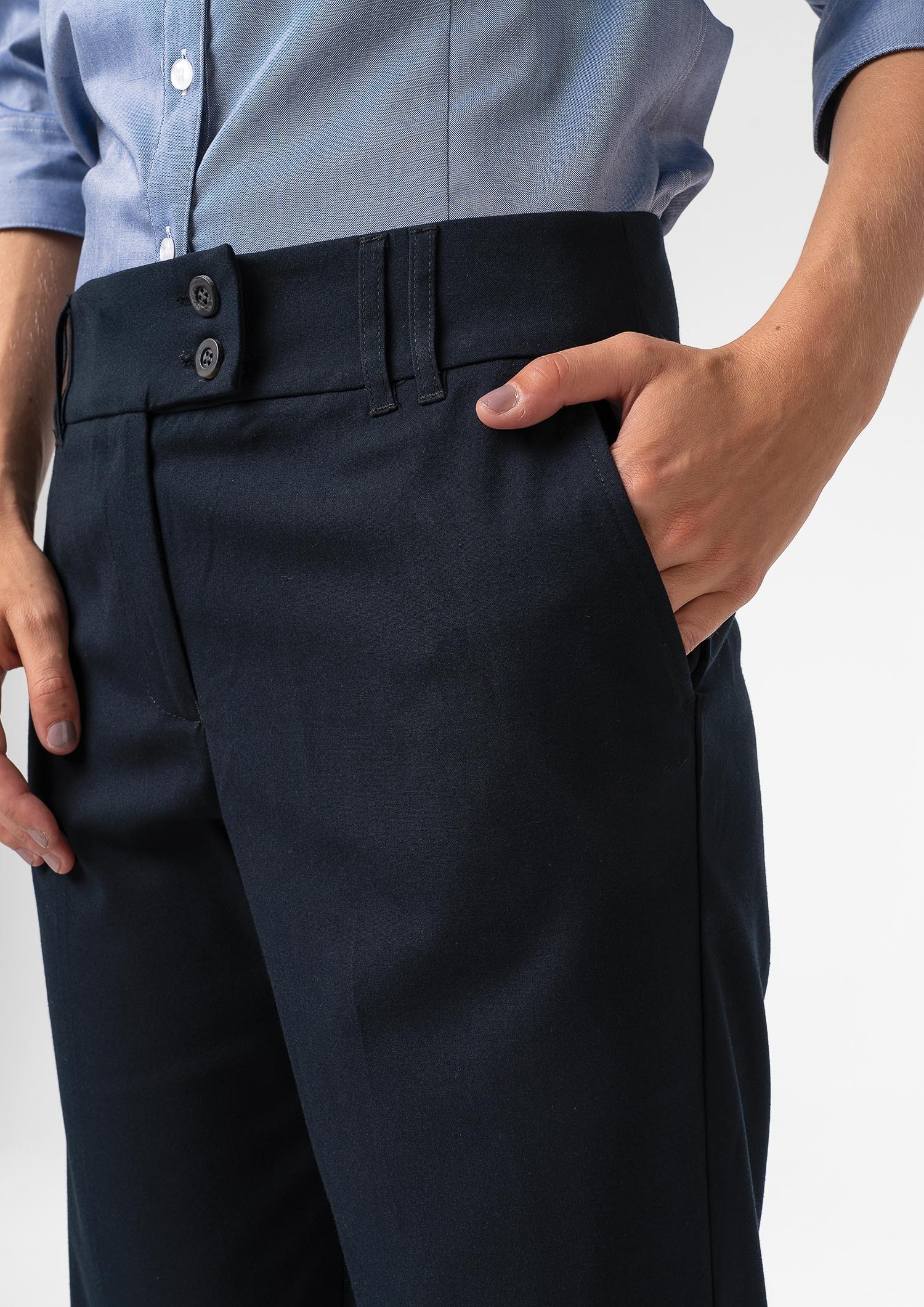 Ava Women's Flat Front Pant - navy
