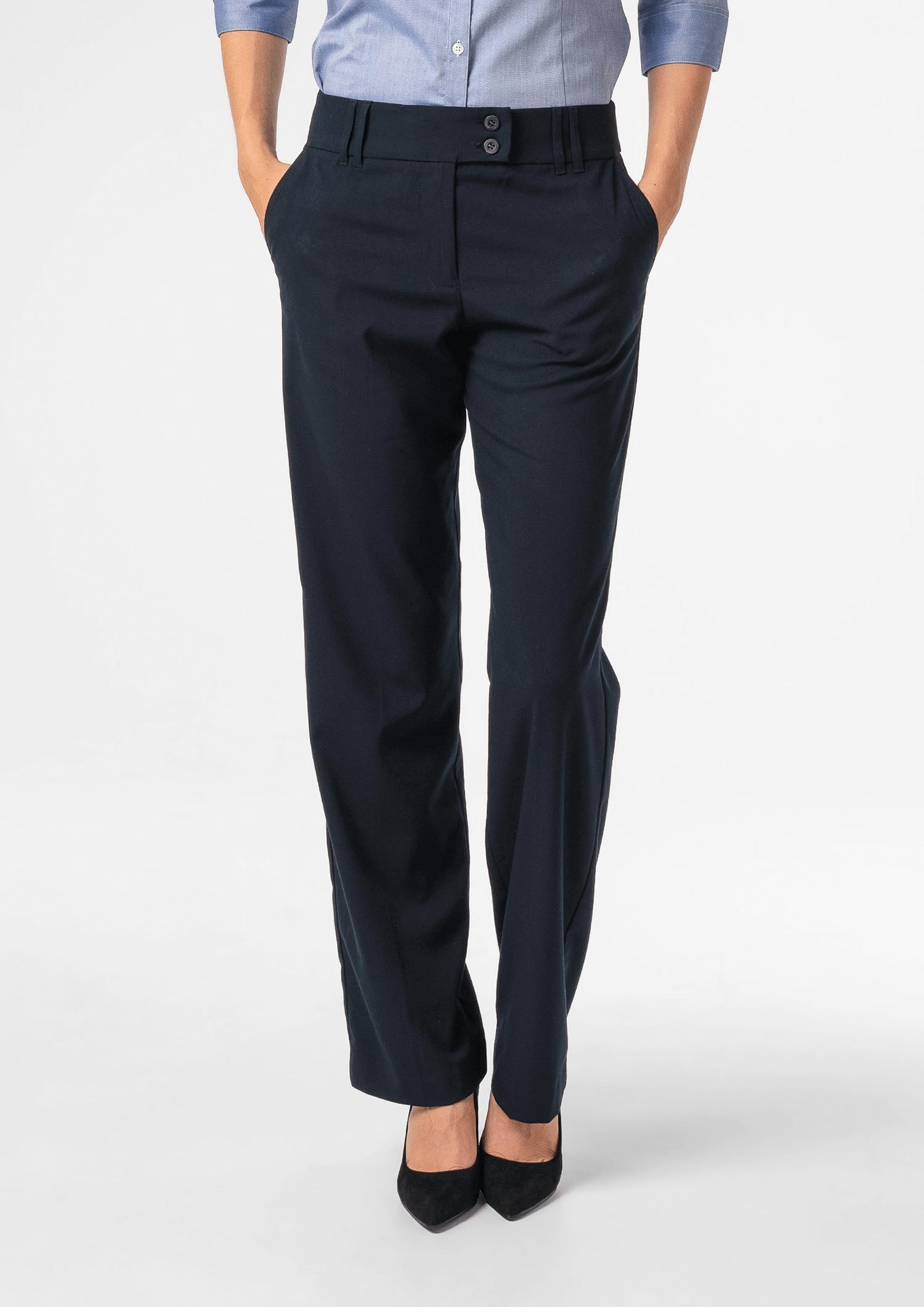 Ava Women's Flat Front Pant - navy