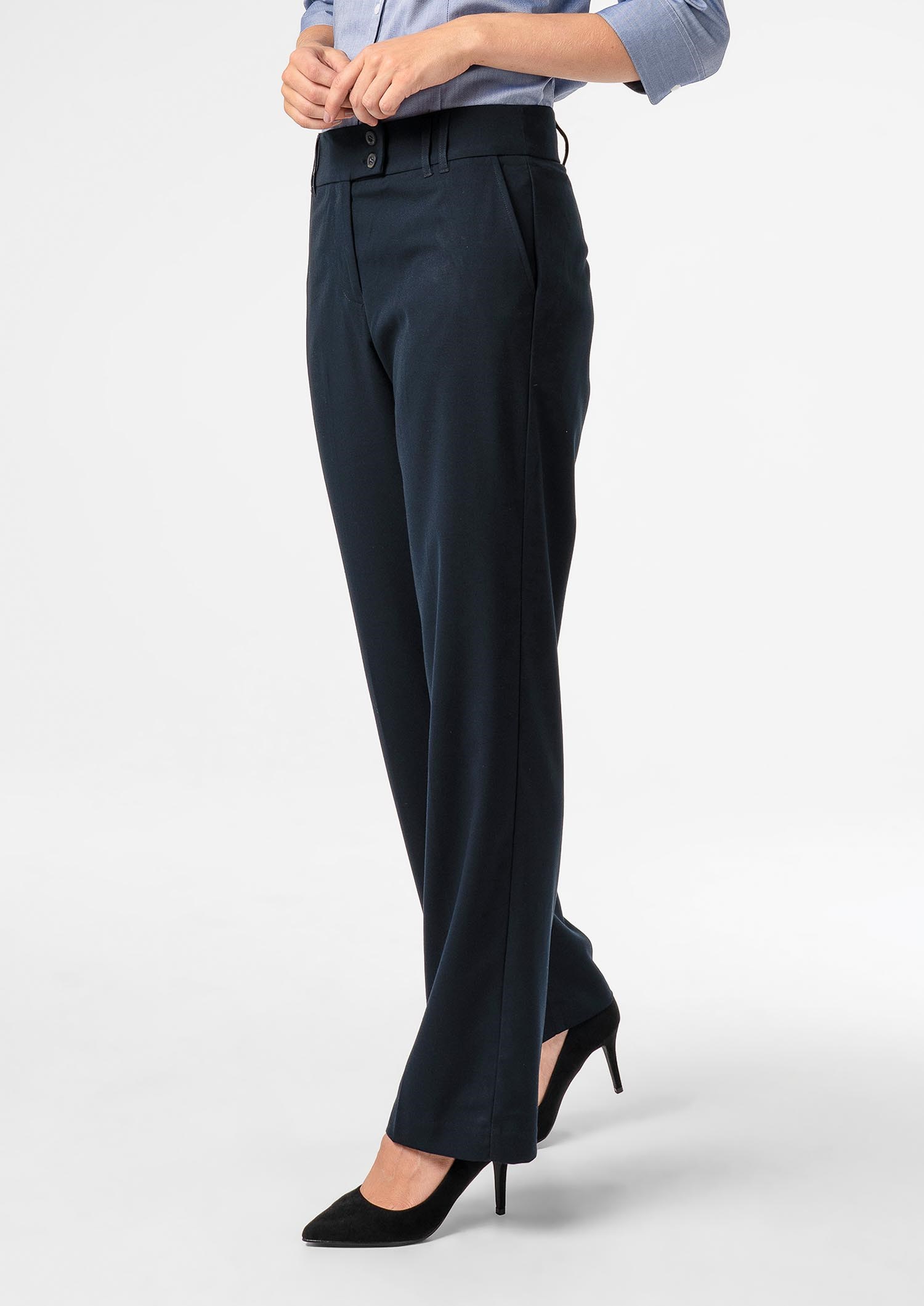 Ava Women's Flat Front Pant - navy
