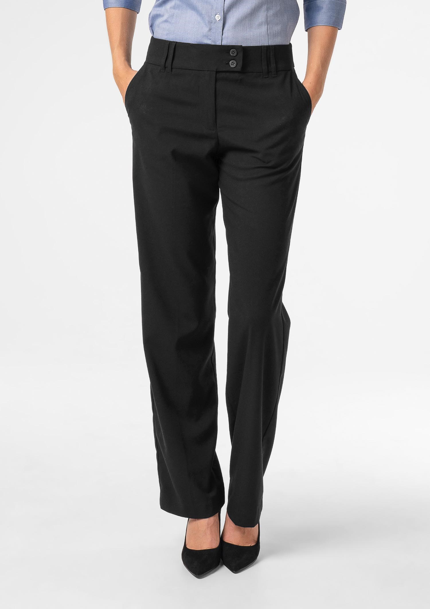 Ava Women's Flat Front Pant - black