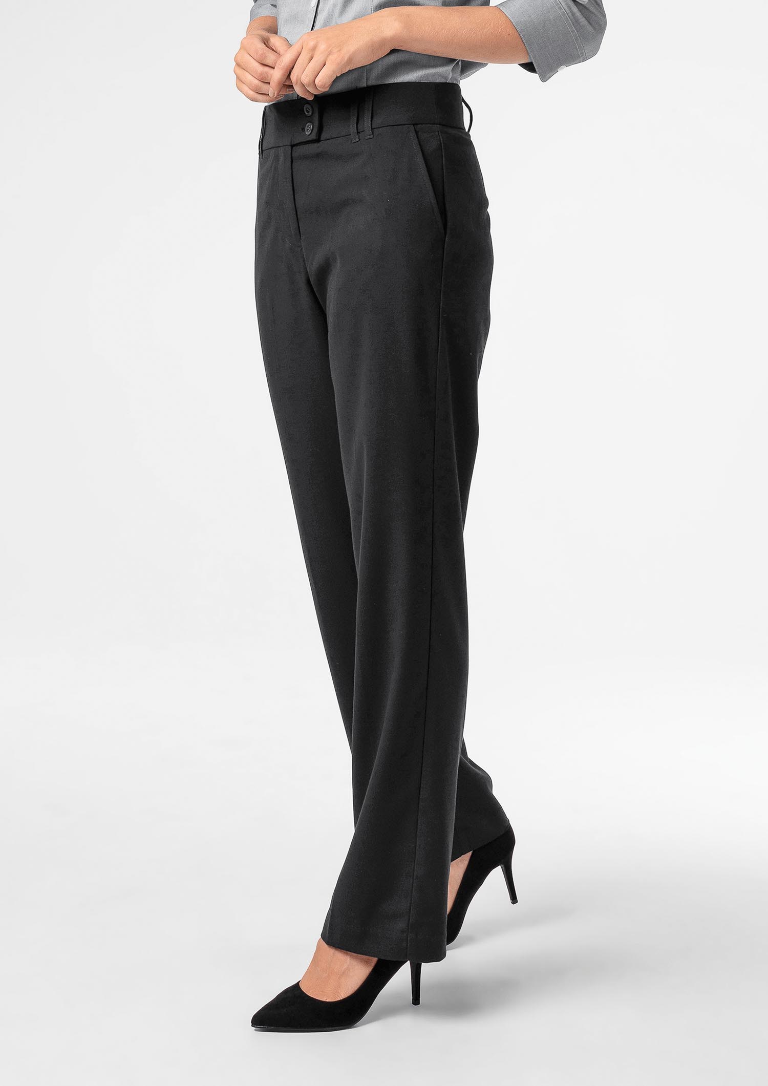 Ava Women's Flat Front Pant - black