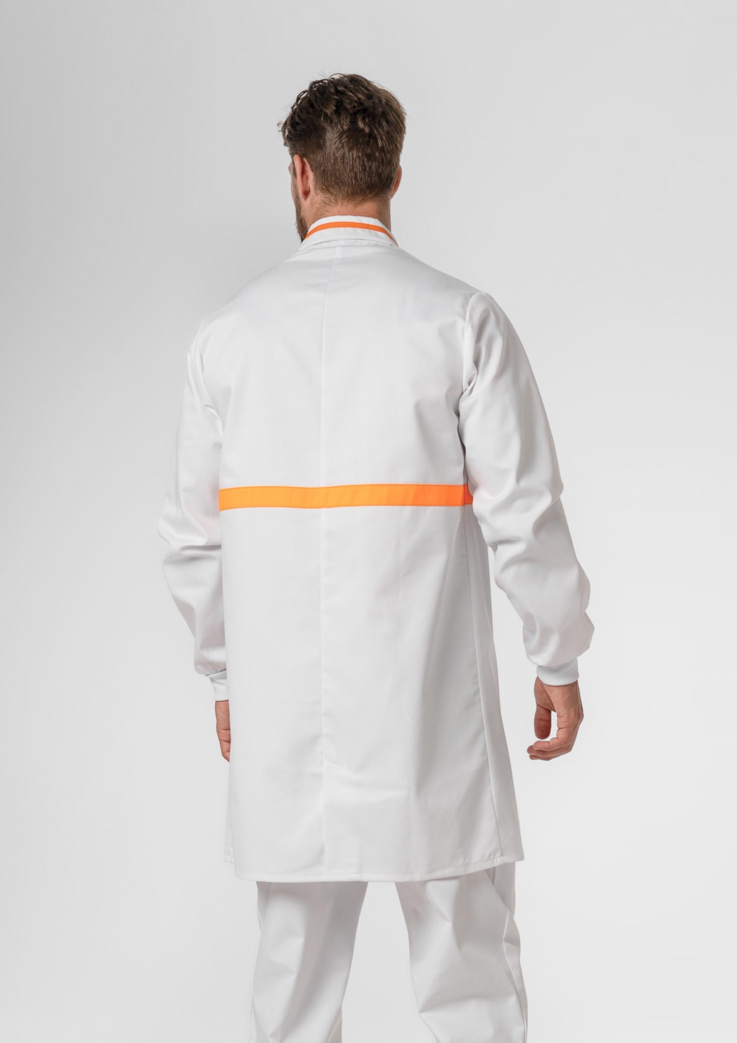 Food Dustcoat With Contrast Trim - white/orange