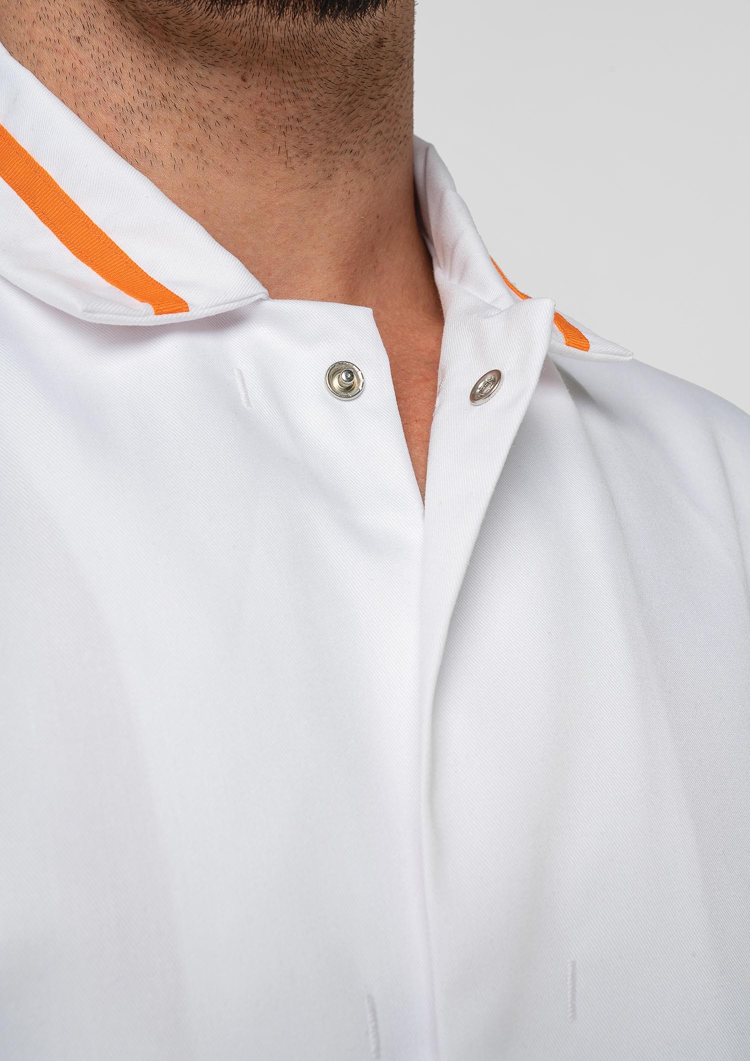 Food Dustcoat With Contrast Trim - white/orange