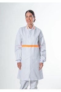 Food Dustcoat With Contrast Trim - white/orange