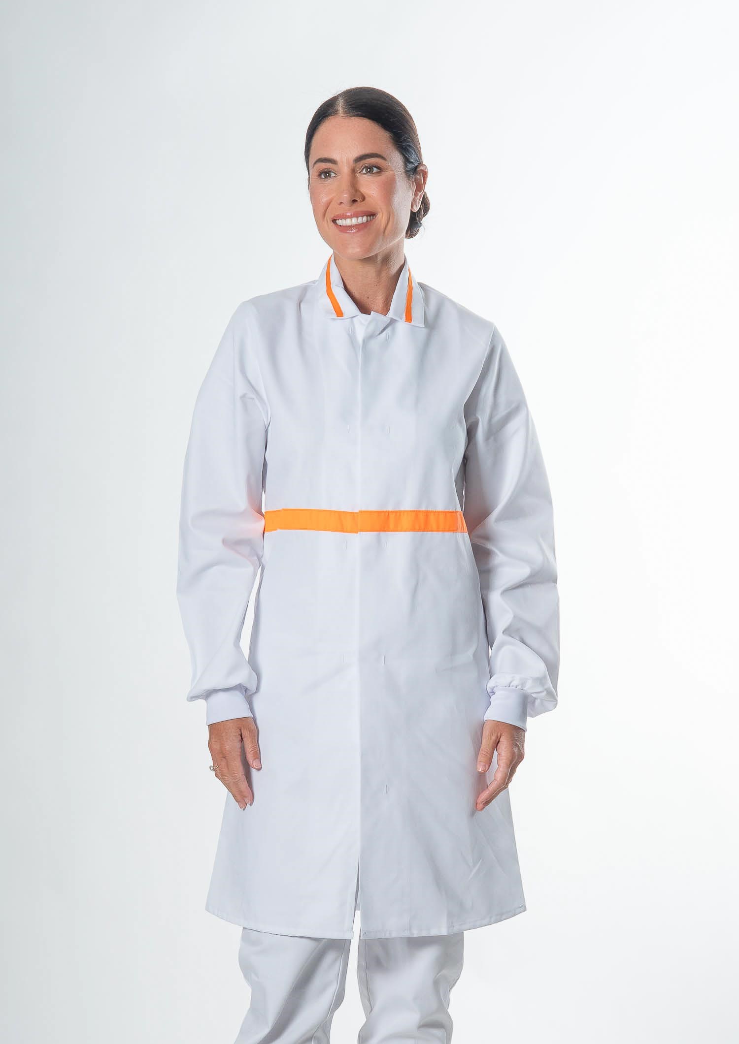 Food Dustcoat With Contrast Trim - white/orange