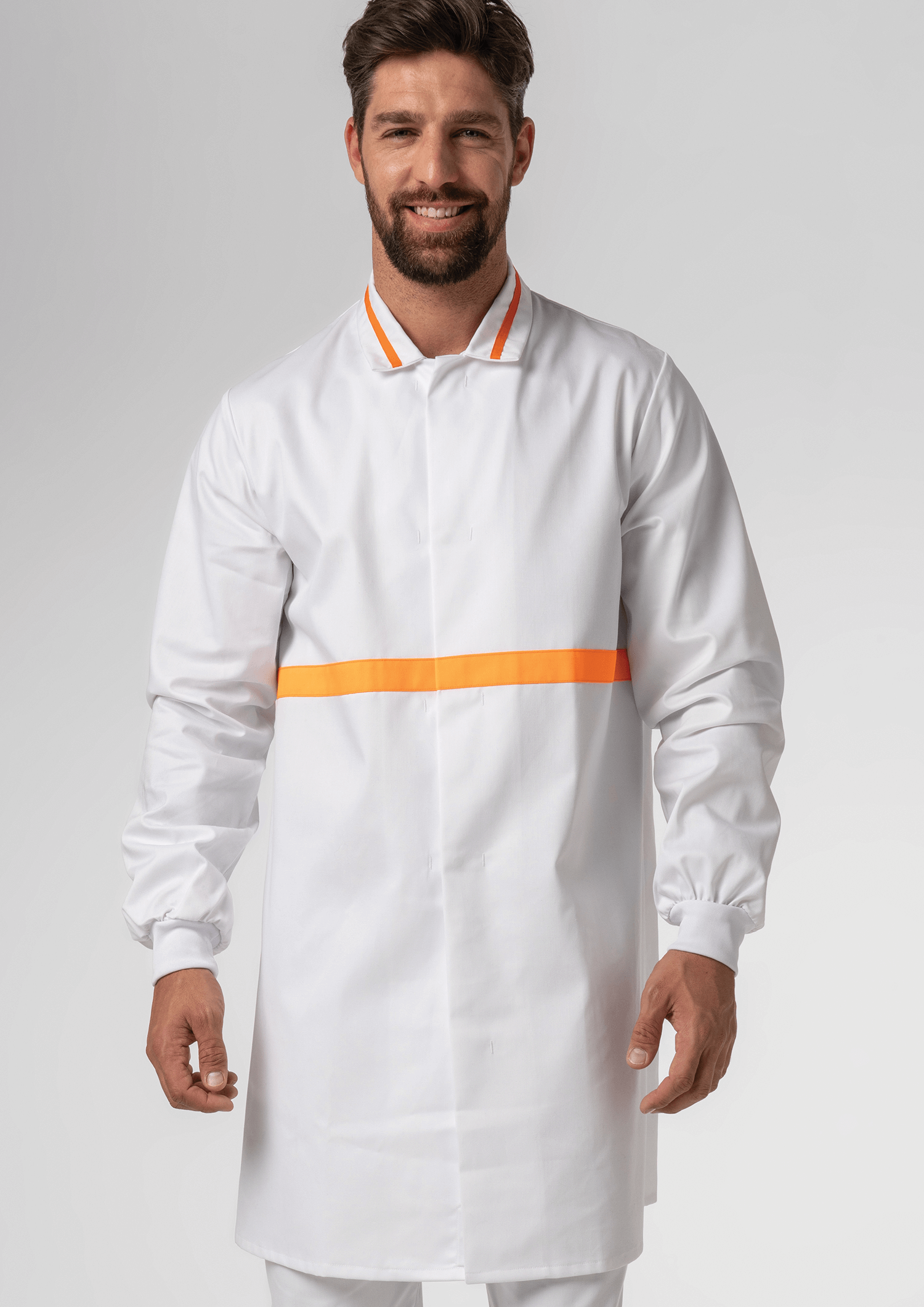 Food Dustcoat With Contrast Trim - white/orange