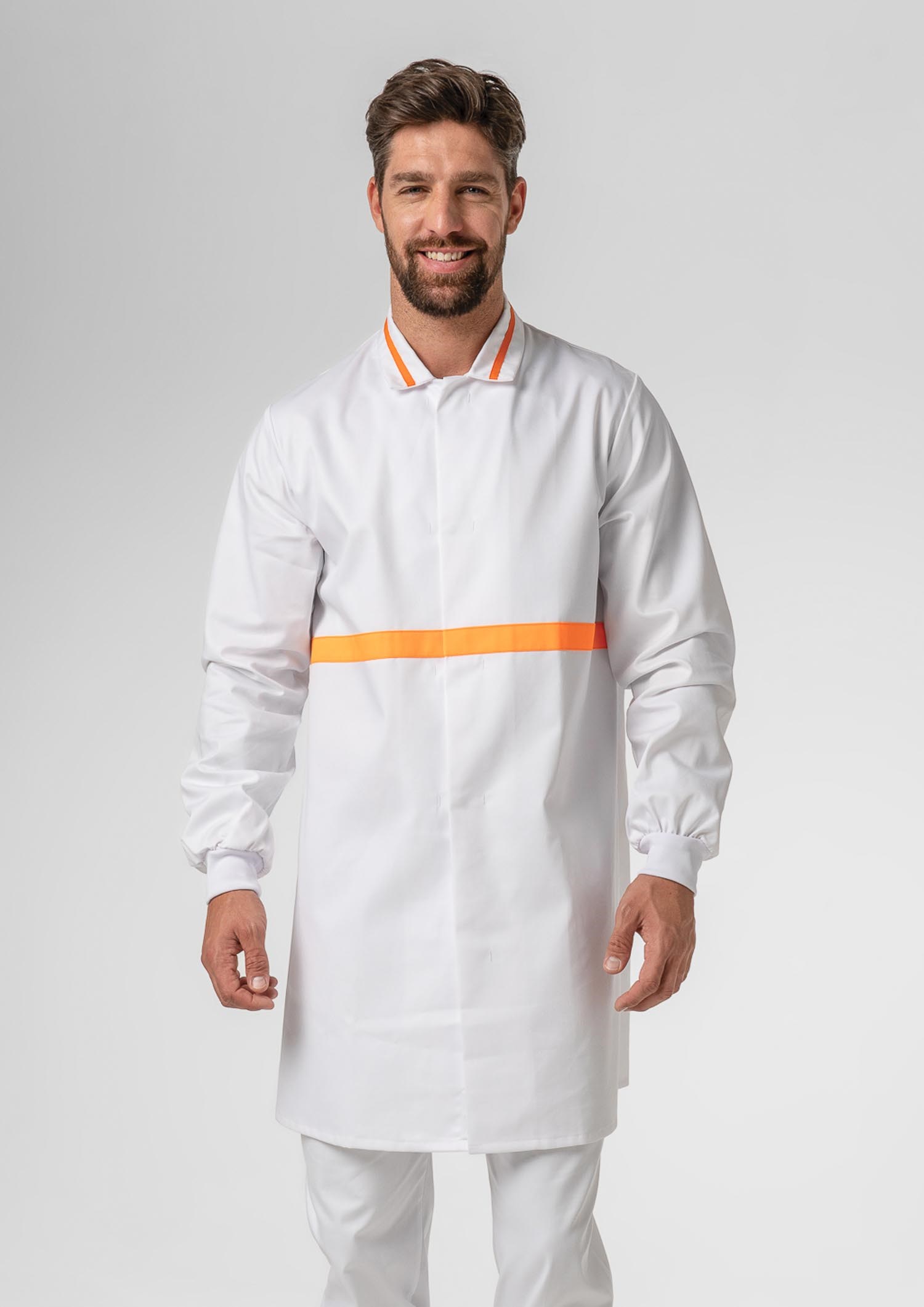 Food Dustcoat With Contrast Trim - white/orange