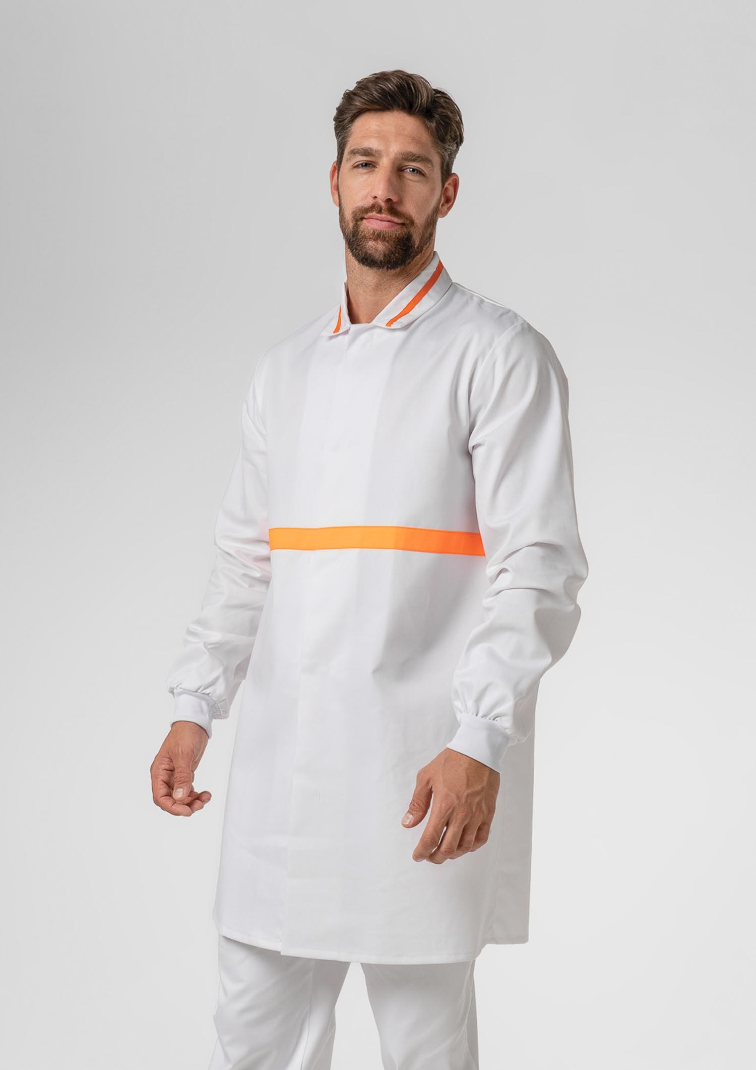 Food Dustcoat With Contrast Trim - white/orange