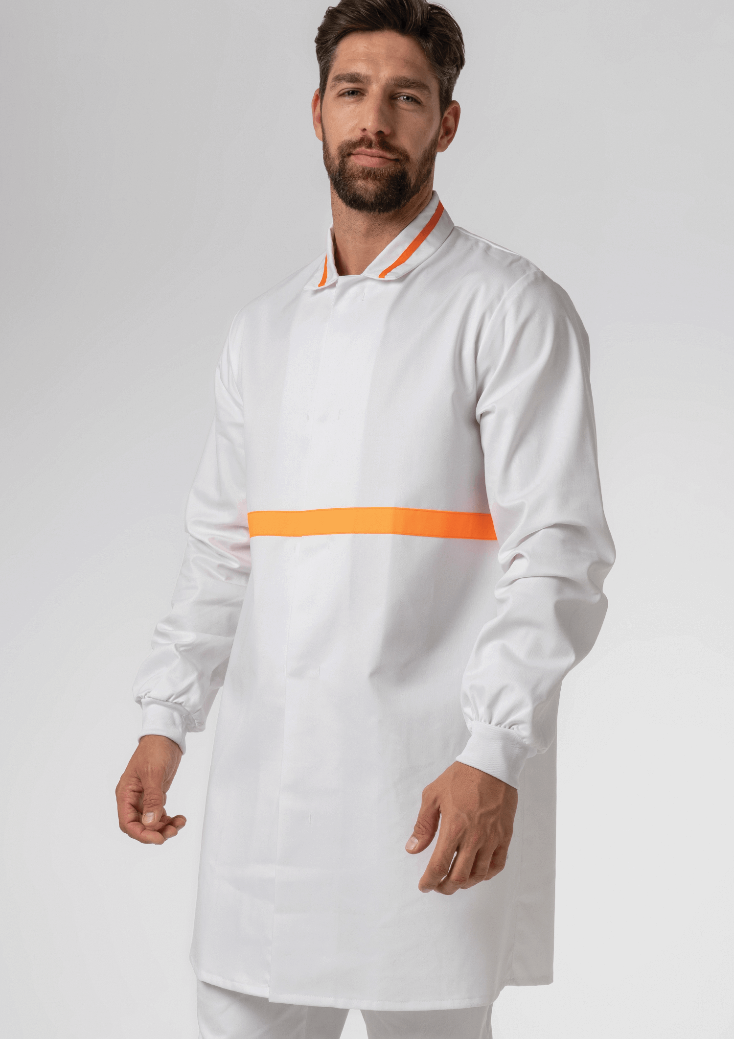 Food Dustcoat With Contrast Trim - white/orange