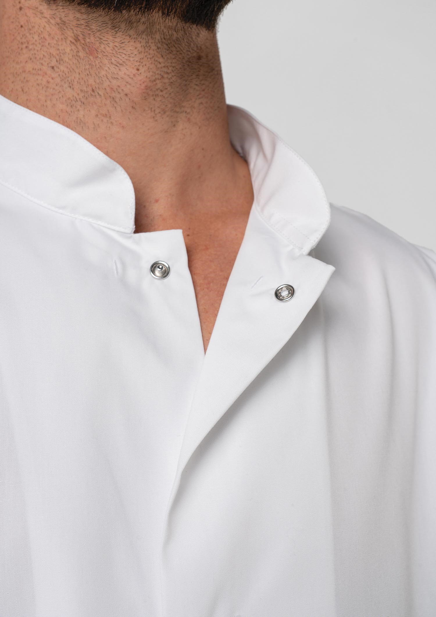 Food Dustcoat With Mandarin Collar - white