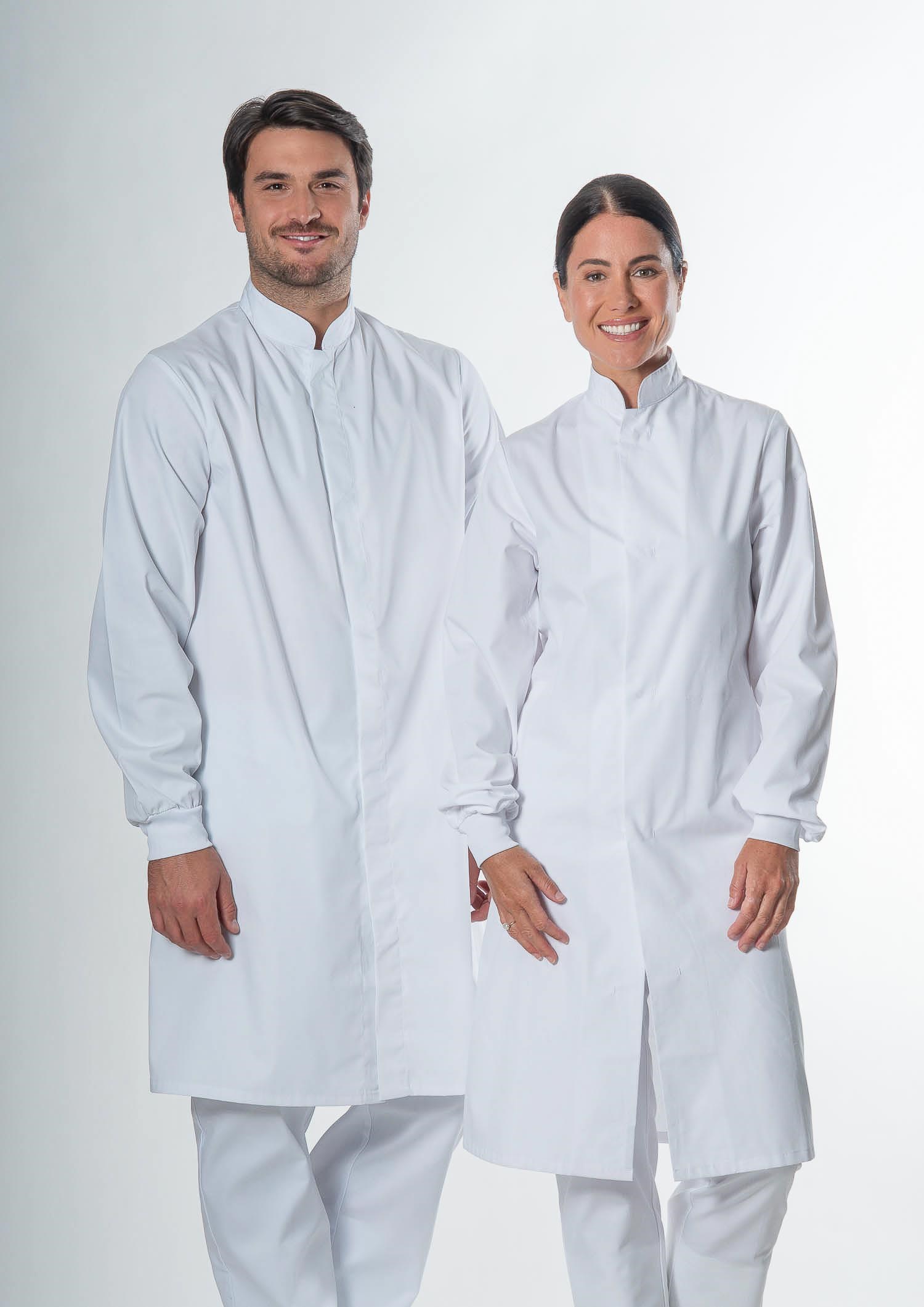 Food Dustcoat With Mandarin Collar - white