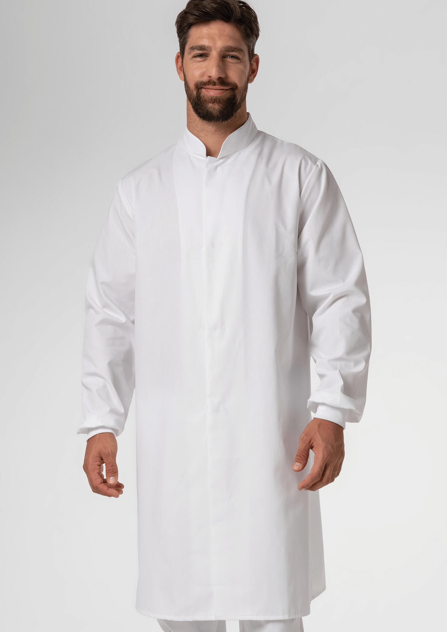 Food Dustcoat With Mandarin Collar - white