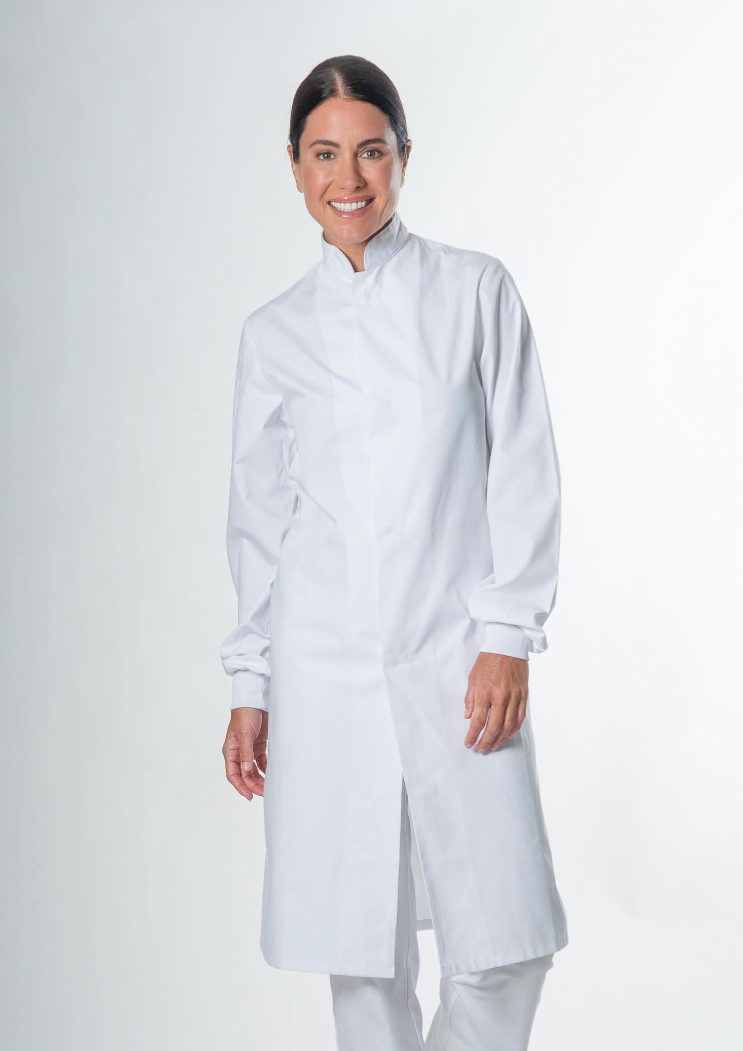 Food Dustcoat With Mandarin Collar - white