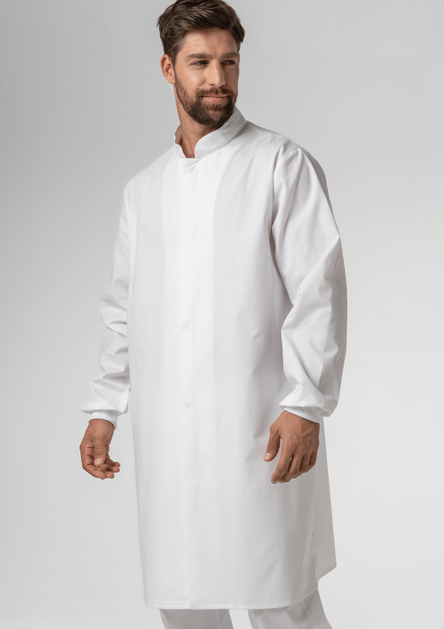 Food Dustcoat With Mandarin Collar - white