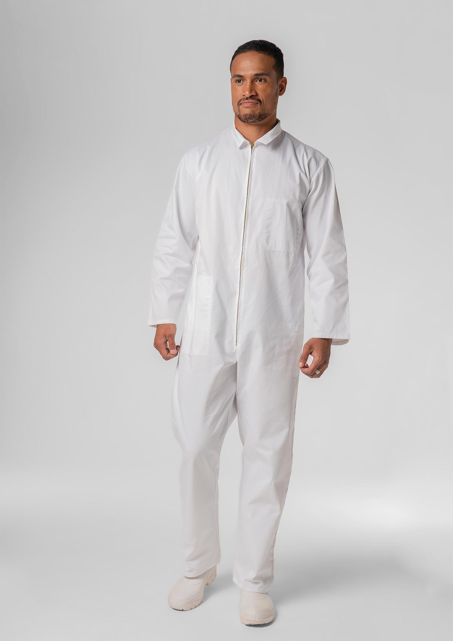 Deane Long Sleeve Zip Overall - white