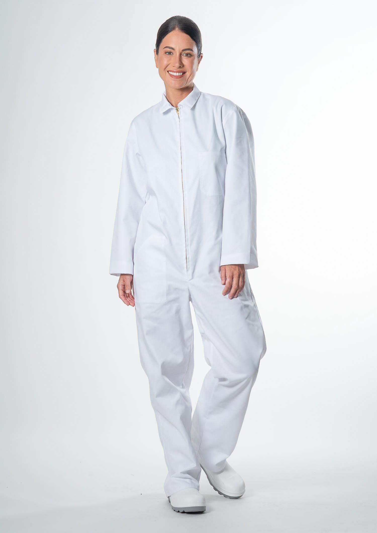 Deane Long Sleeve Zip Overall - white