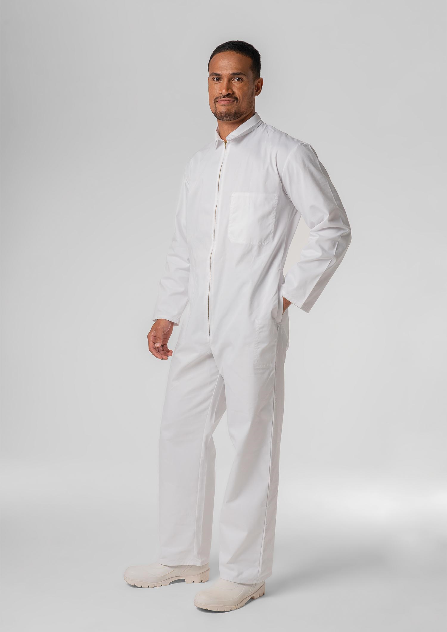 Deane Long Sleeve Zip Overall - white