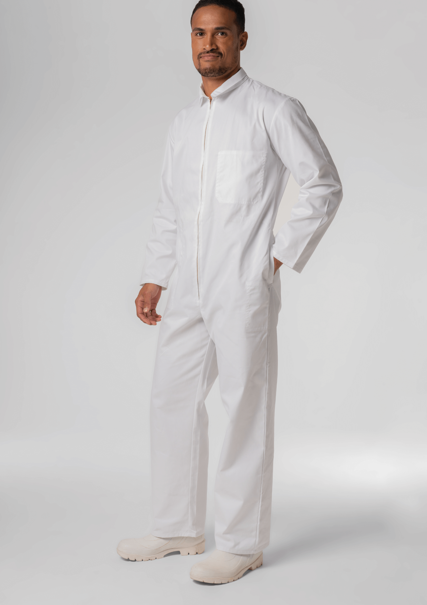 Deane Long Sleeve Zip Overall - white