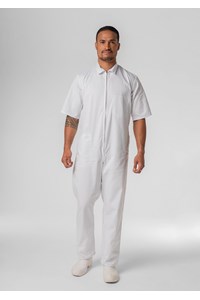 Deane Short Sleeve Zip Overall - white