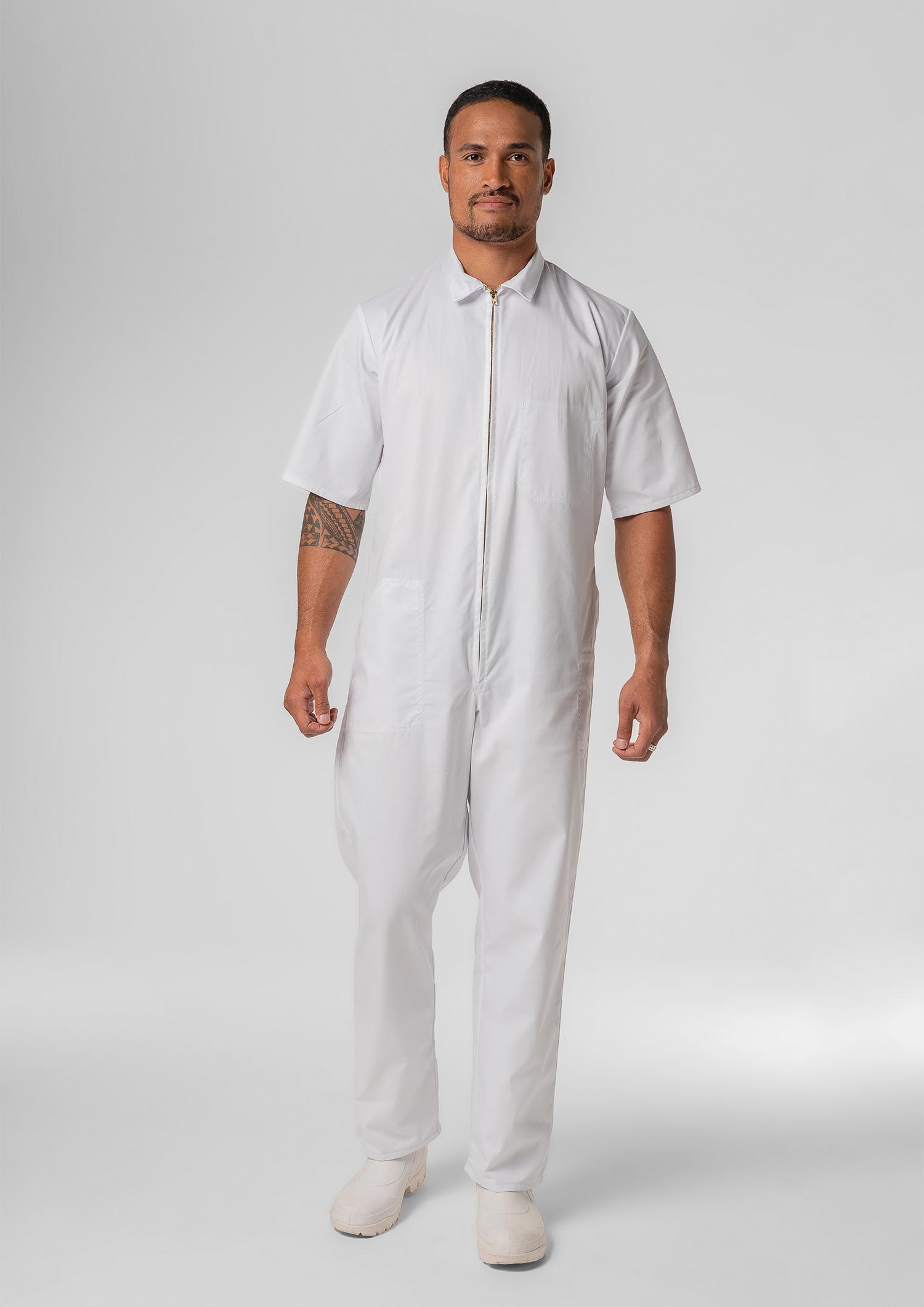 Deane Short Sleeve Zip Overall - white