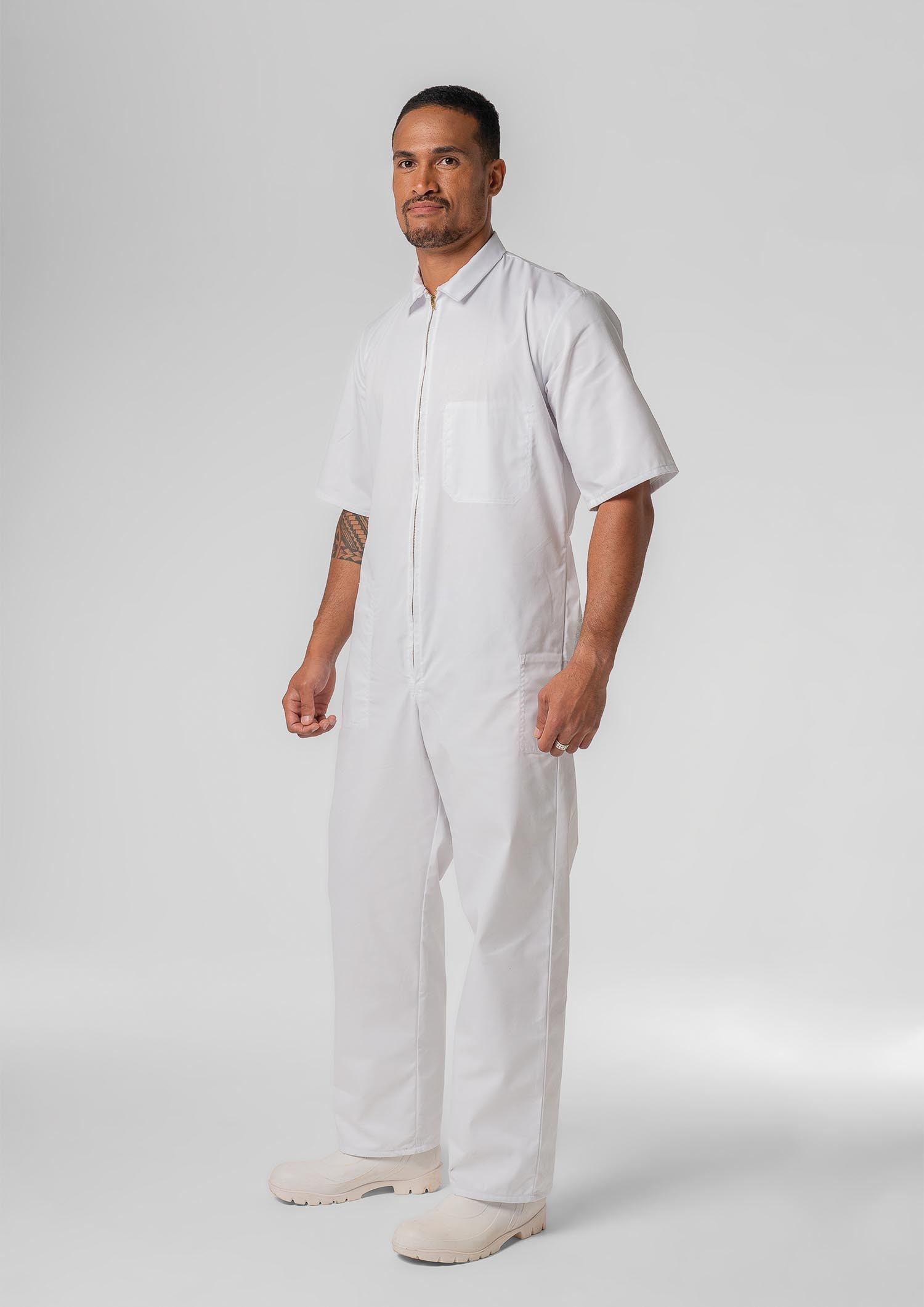 Deane Short Sleeve Zip Overall - white