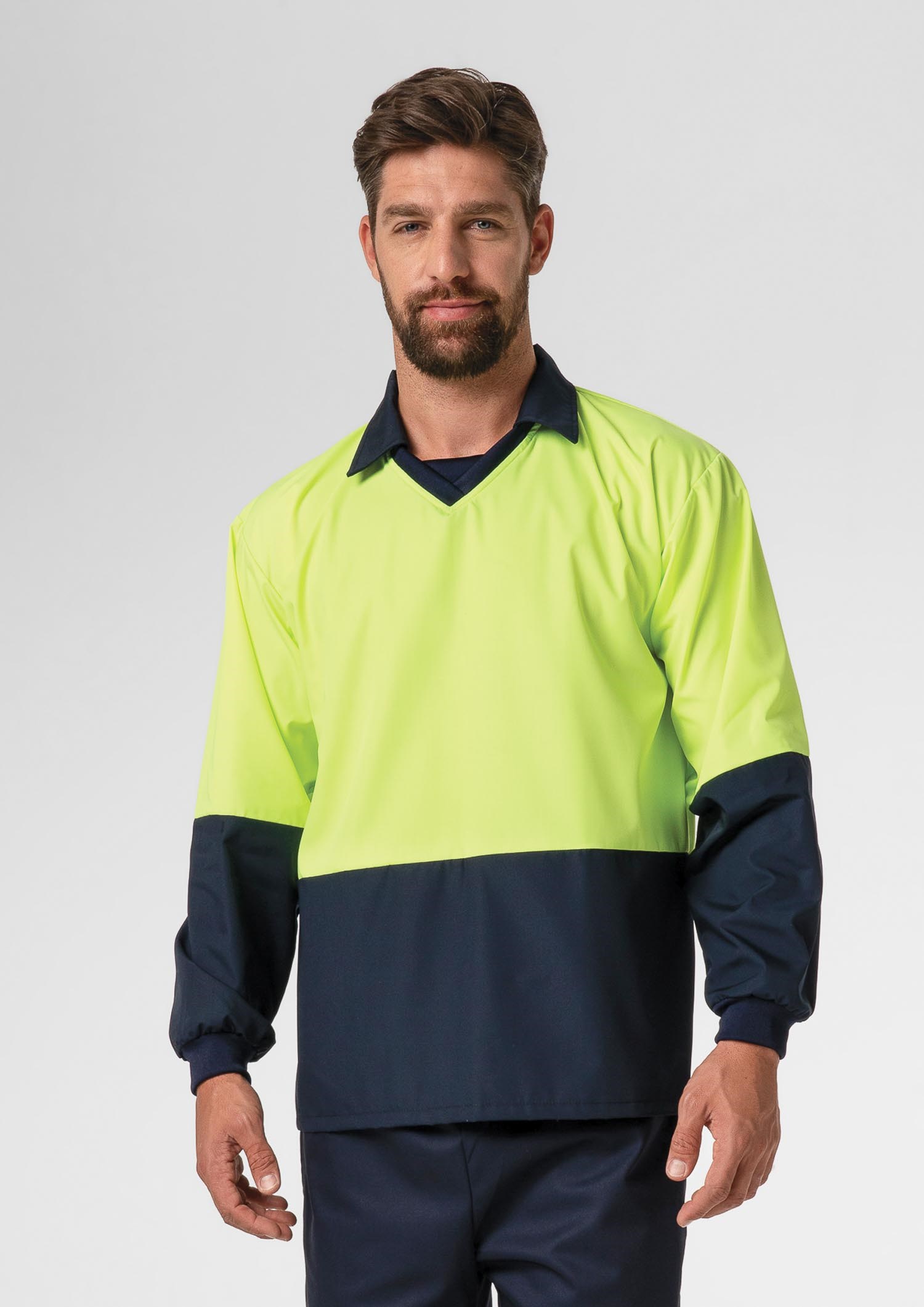 High Vis Long Sleeve Foodshirt - navy/yellow