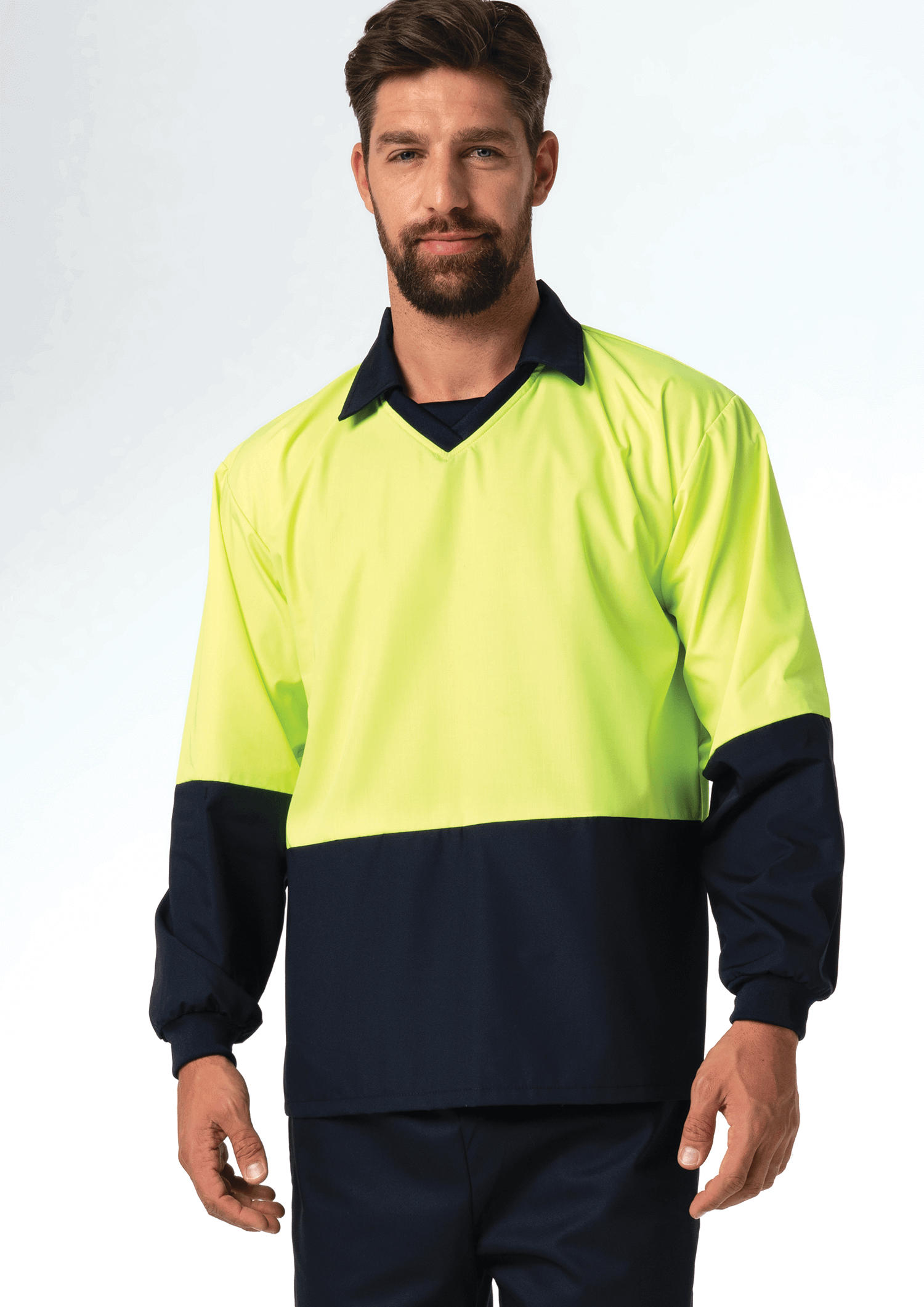 High Vis Long Sleeve Foodshirt - navy/yellow