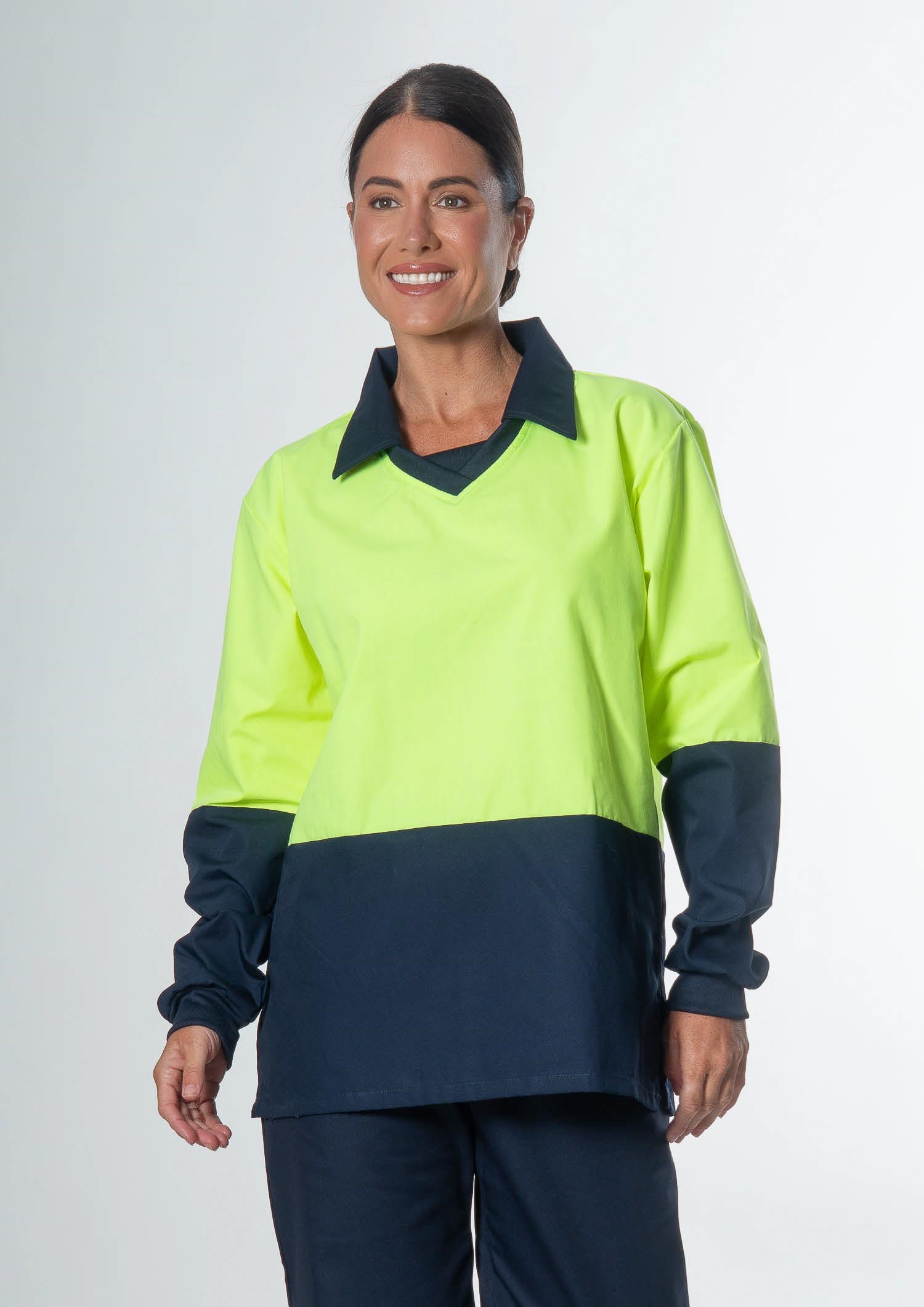 High Vis Long Sleeve Foodshirt - navy/yellow