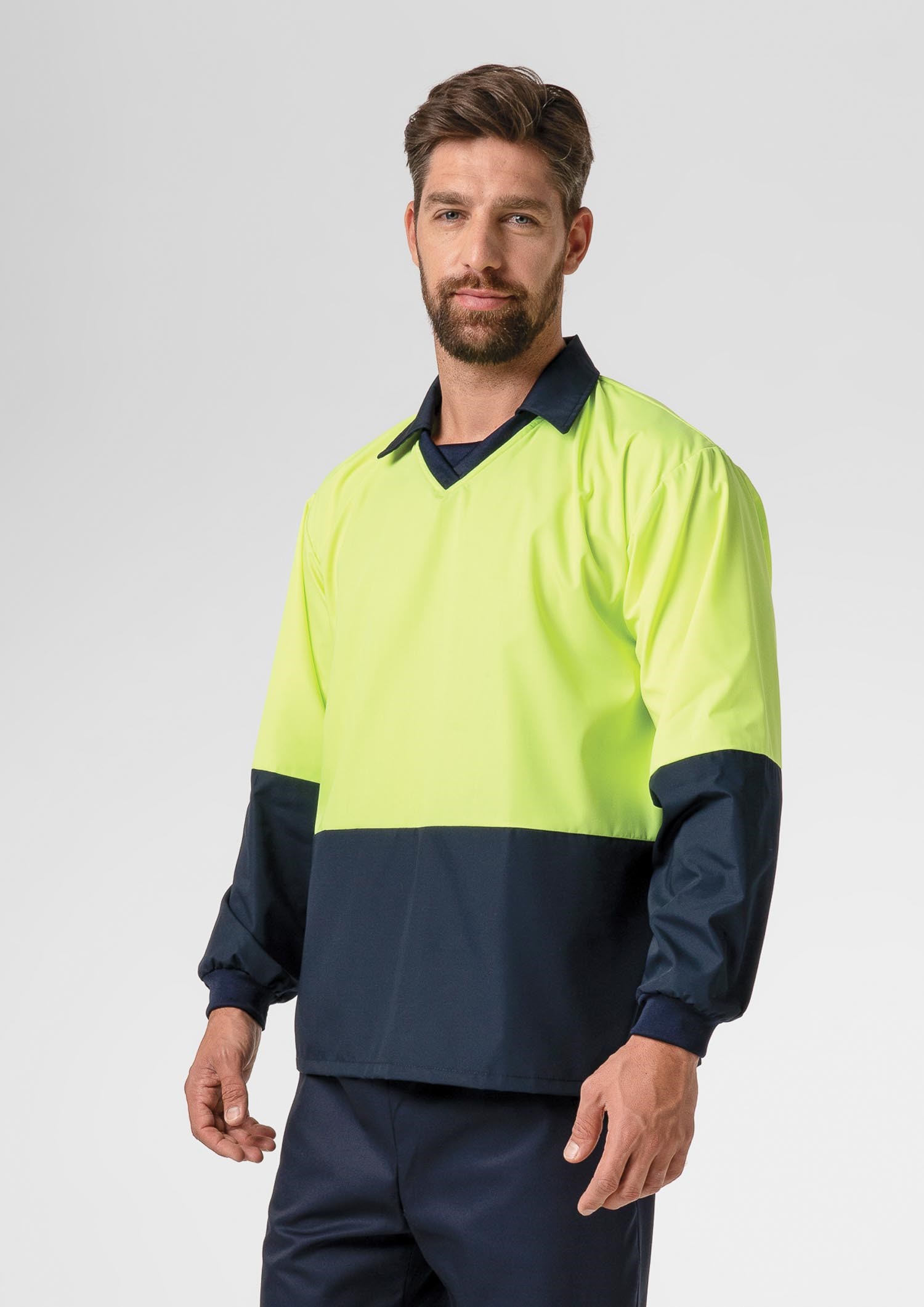 High Vis Long Sleeve Foodshirt - navy/yellow