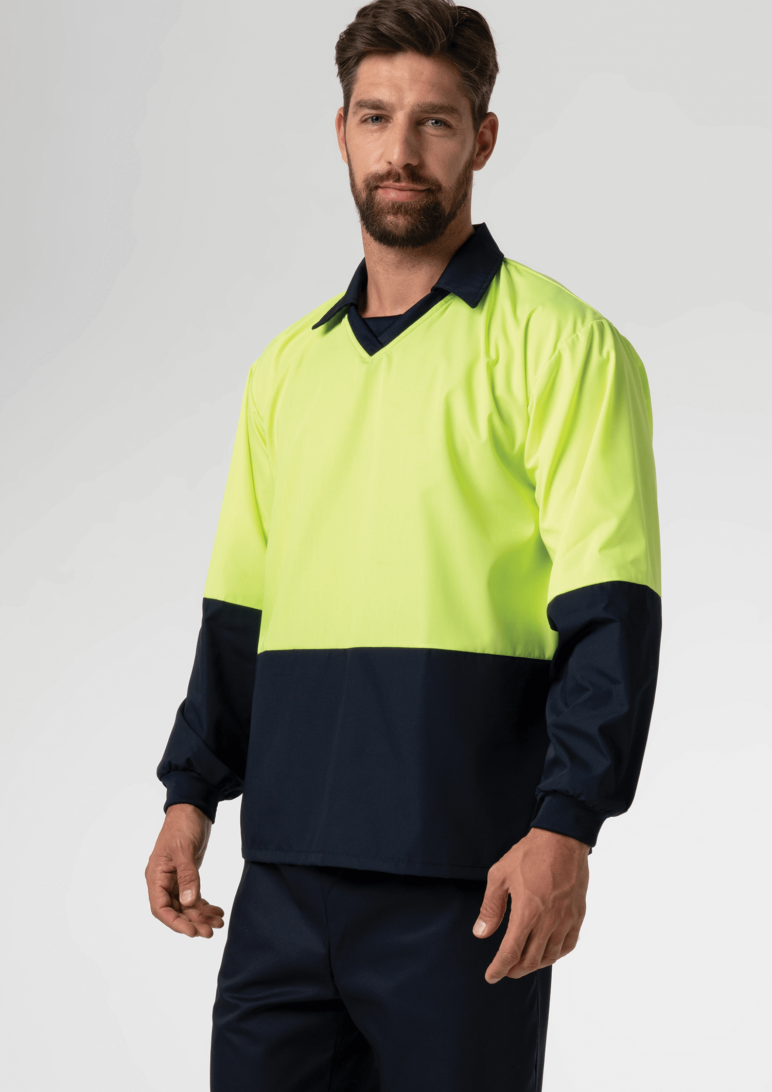 High Vis Long Sleeve Foodshirt - navy/yellow