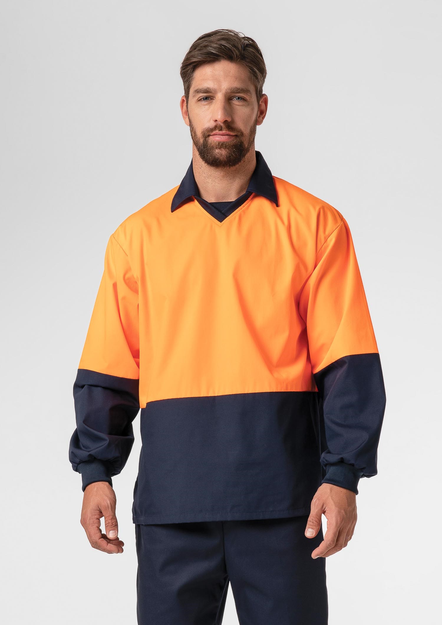 High Vis Long Sleeve Foodshirt - navy/orange