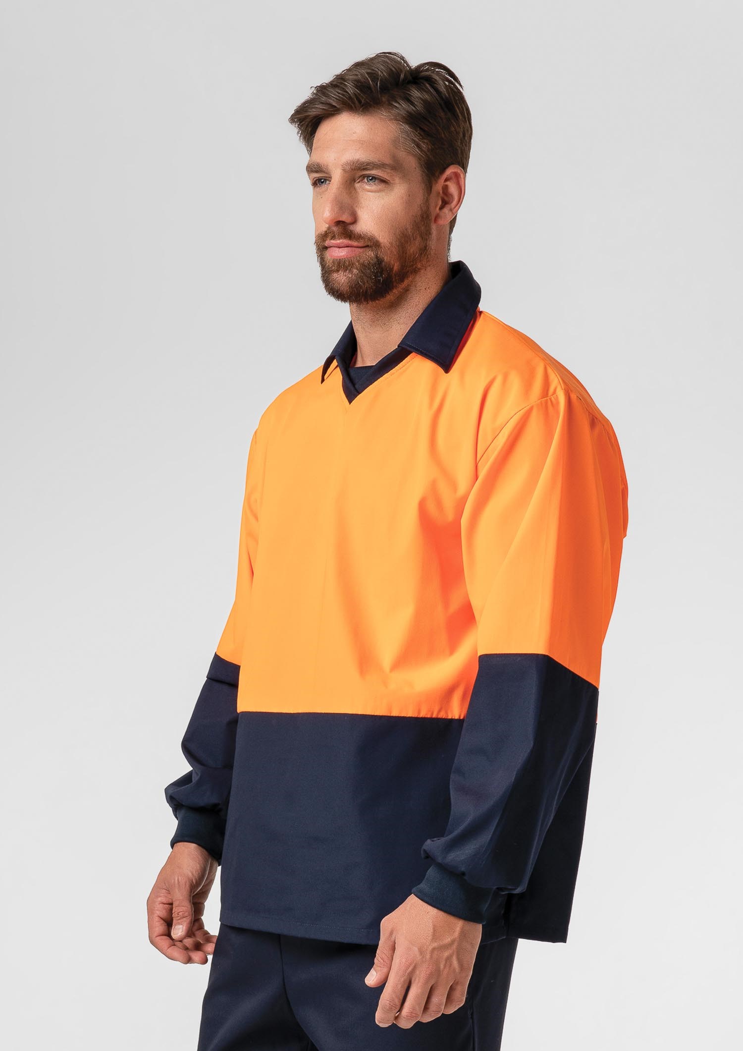 High Vis Long Sleeve Foodshirt - navy/orange