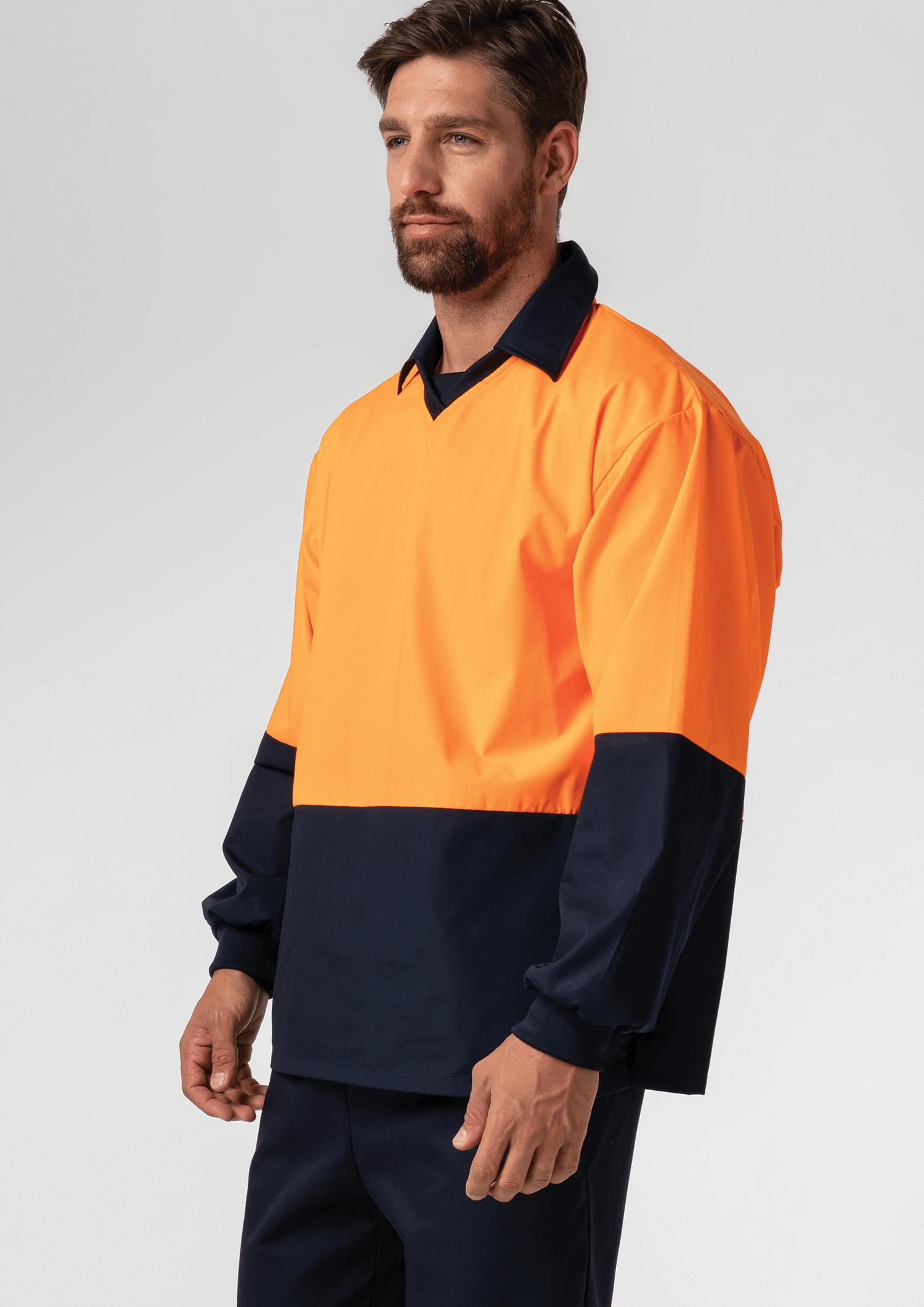 High Vis Long Sleeve Foodshirt - navy/orange