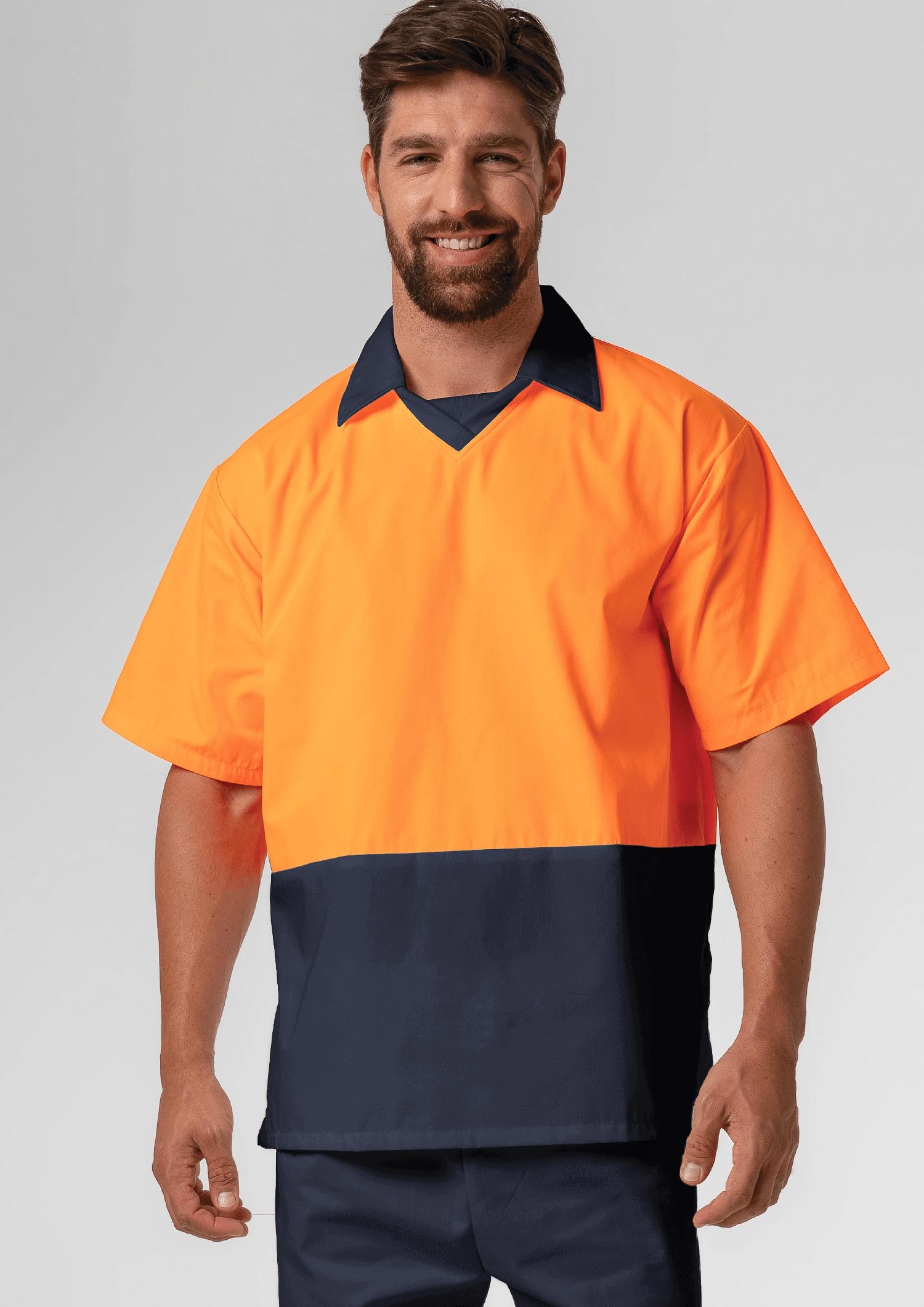 High Vis Short Sleeve Foodshirt - navy/orange