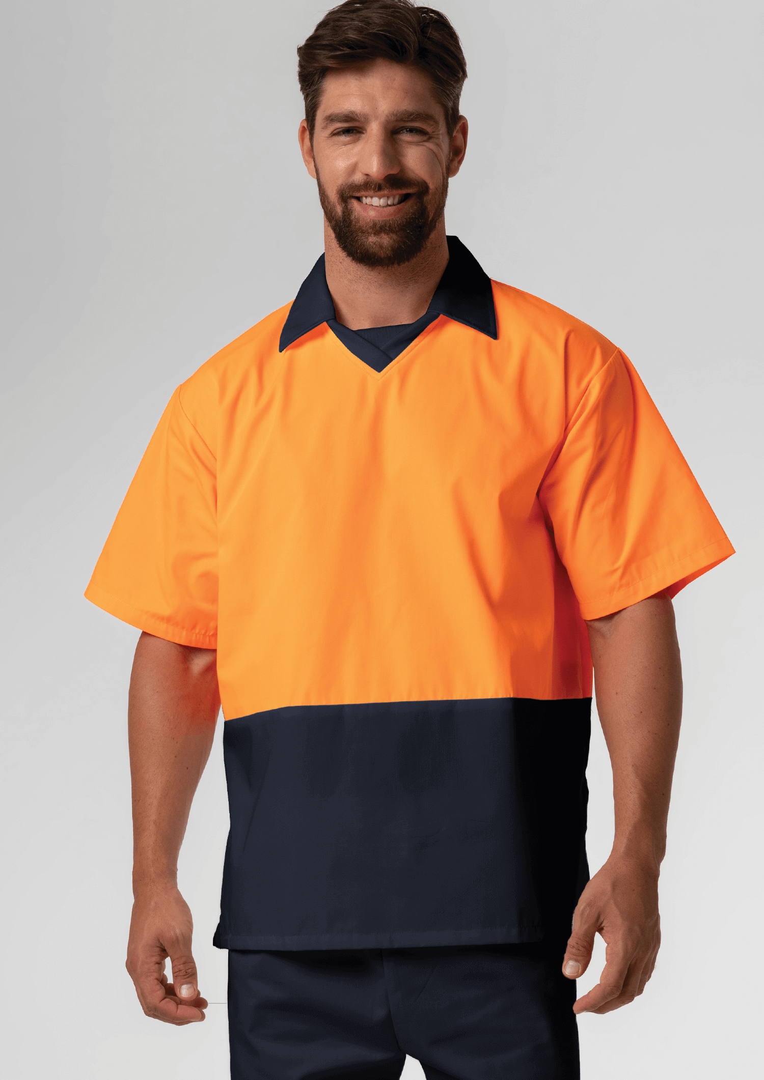 High Vis Short Sleeve Foodshirt - navy/orange