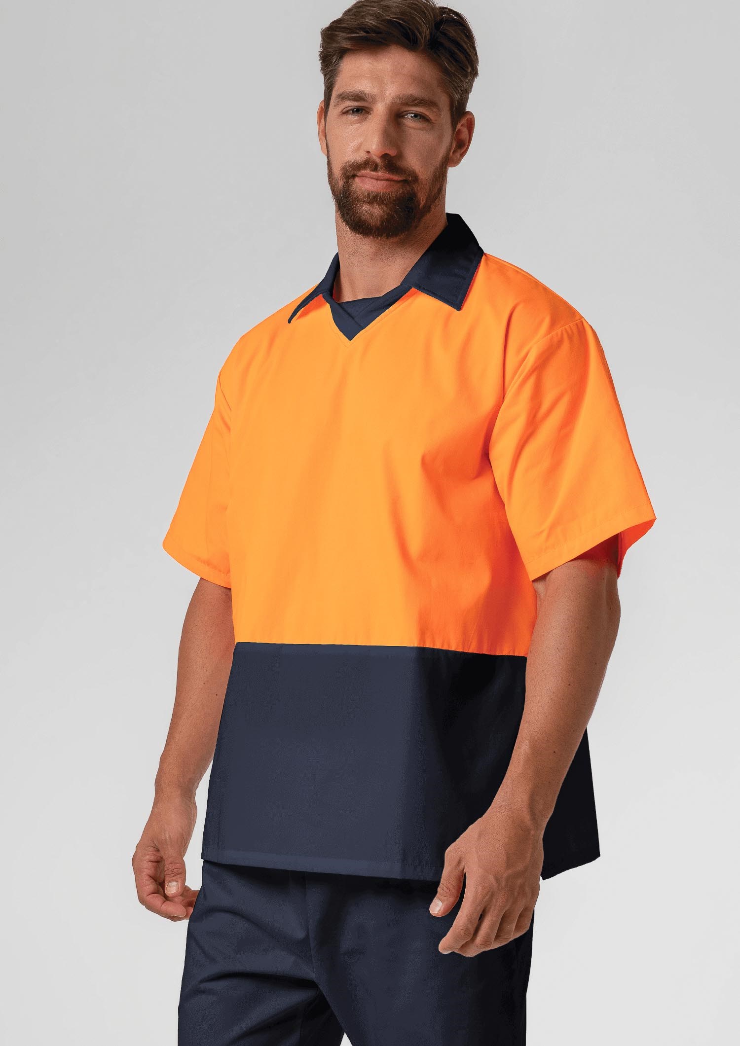 High Vis Short Sleeve Foodshirt - navy/orange
