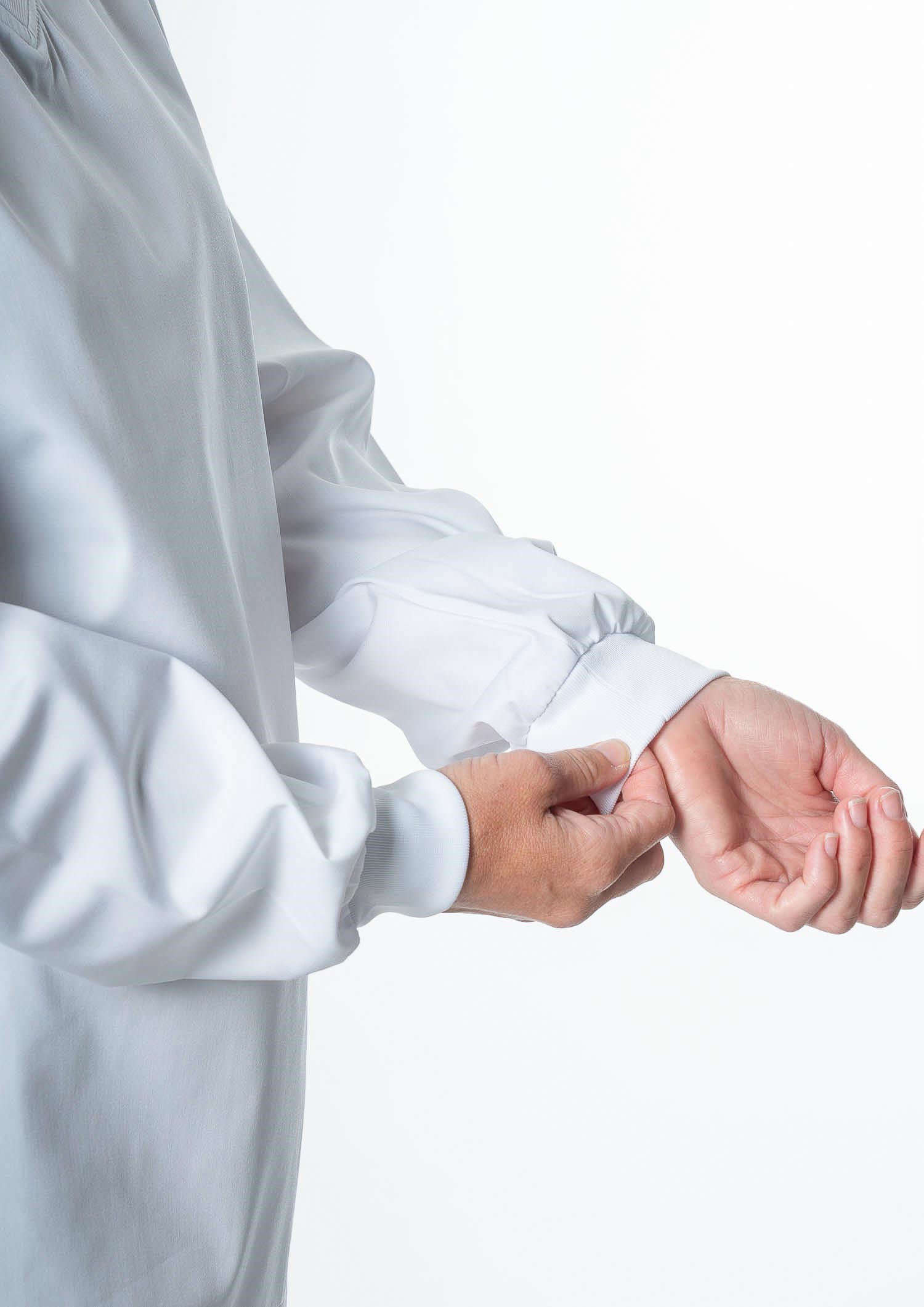 Food Top With Ribbing Collor - white