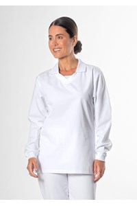 Food Top With Ribbing Collor - white