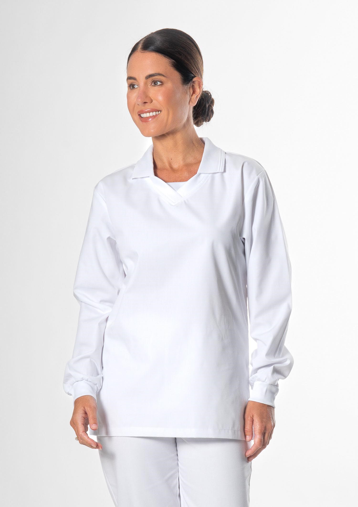 Food Top With Ribbing Collor - white