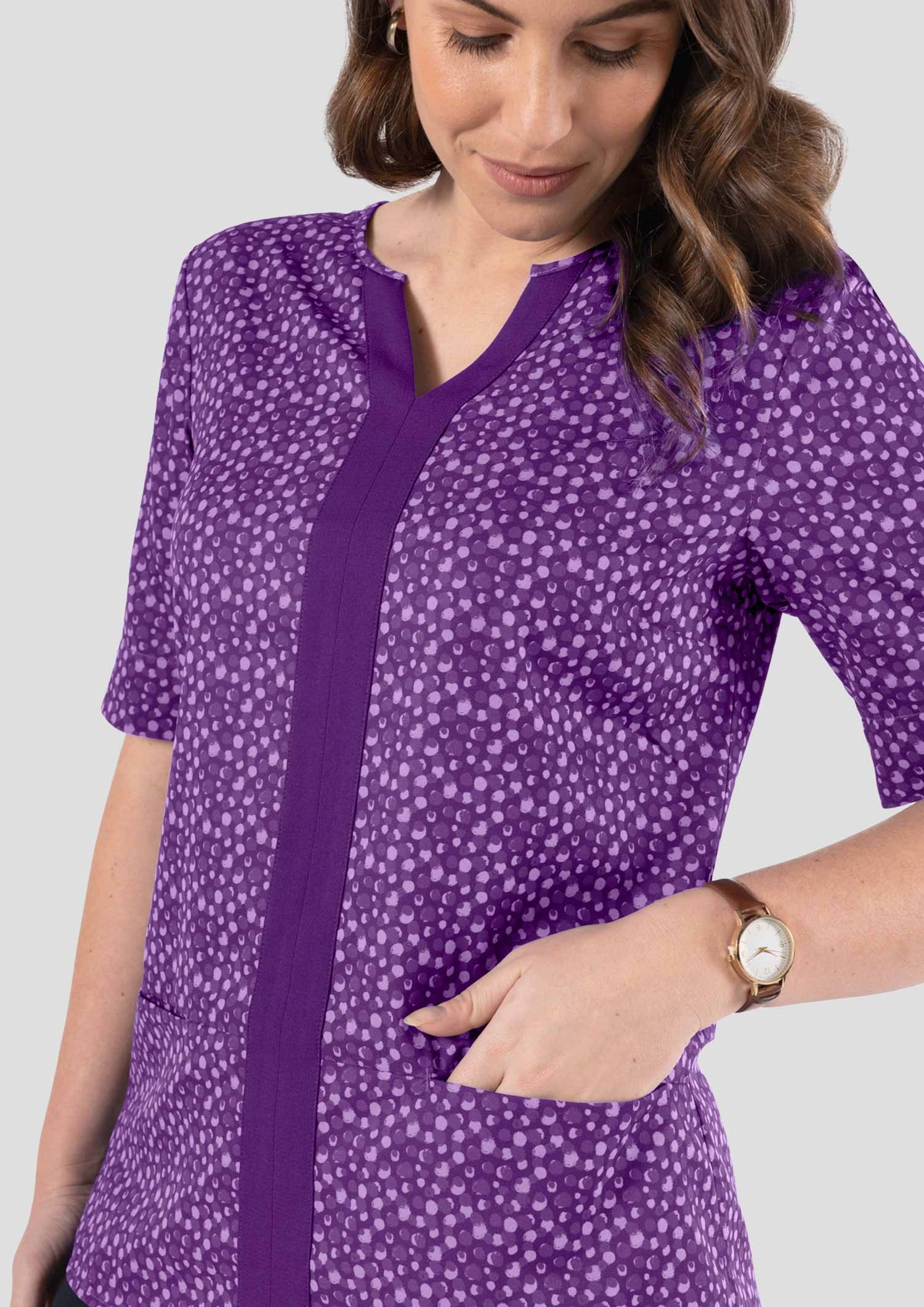 Poppy Contrast Tunic Top - sea breeze blackberry