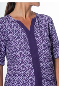 Poppy Contrast Tunic Top - sea breeze blackberry