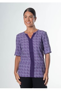 Poppy Contrast Tunic Top - sea breeze blackberry