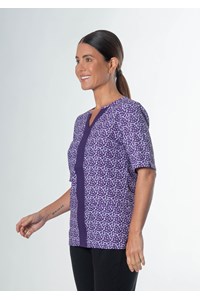 Poppy Contrast Tunic Top - sea breeze blackberry