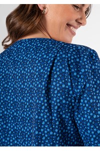 Poppy Women's Short Sleeve Printed Tunic - sea breeze estate blue