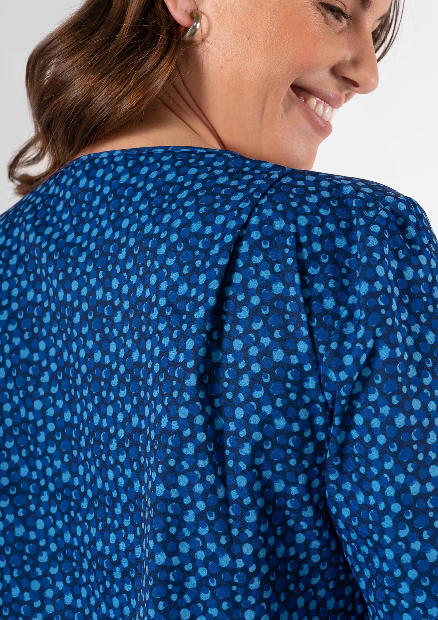 Poppy Women's Short Sleeve Printed Tunic - sea breeze estate blue