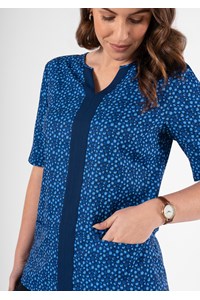 Poppy Women's Short Sleeve Printed Tunic - sea breeze estate blue