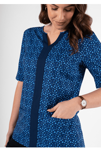 Poppy Contrast Tunic Top - sea breeze estate blue