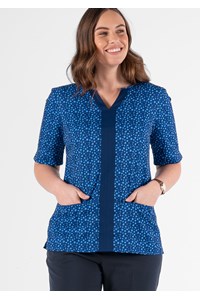 Poppy Women's Short Sleeve Printed Tunic - sea breeze estate blue